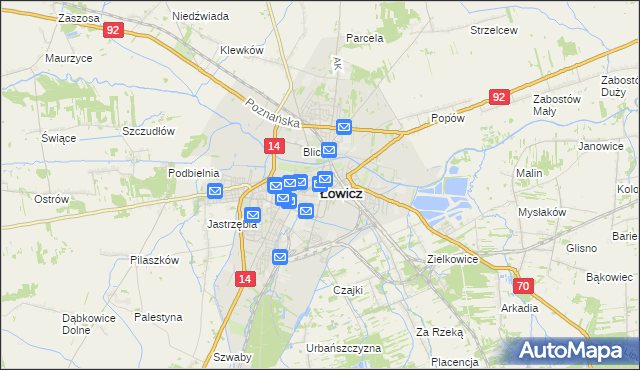 mapa Łowicza, Łowicz na mapie Targeo