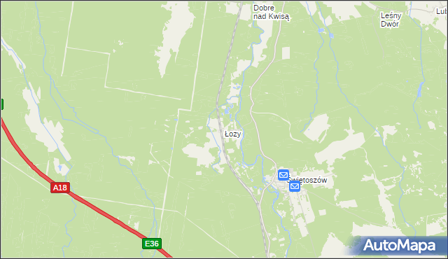 mapa Łozy gmina Żagań, Łozy gmina Żagań na mapie Targeo