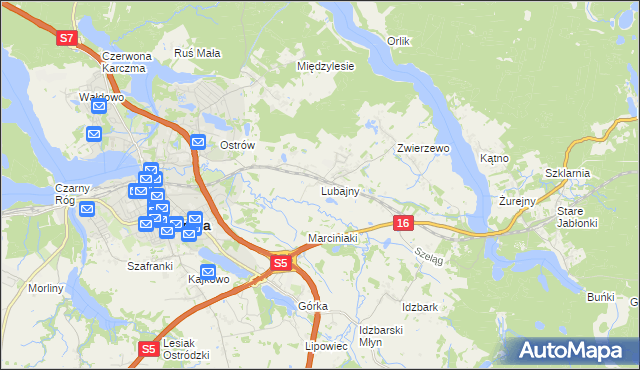 mapa Lubajny, Lubajny na mapie Targeo