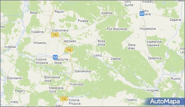 mapa Lubicz gmina Kluczewsko, Lubicz gmina Kluczewsko na mapie Targeo
