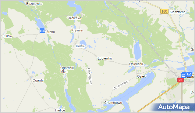 mapa Lubiewko, Lubiewko na mapie Targeo