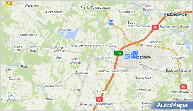 mapa Lublinów, Lublinów na mapie Targeo