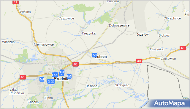 mapa Lubrza powiat prudnicki, Lubrza powiat prudnicki na mapie Targeo