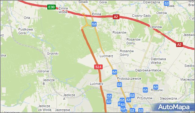 mapa Lućmierz-Las, Lućmierz-Las na mapie Targeo