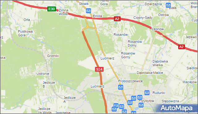 mapa Lućmierz-Ośrodek, Lućmierz-Ośrodek na mapie Targeo