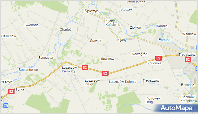 mapa Ludwików gmina Spiczyn, Ludwików gmina Spiczyn na mapie Targeo