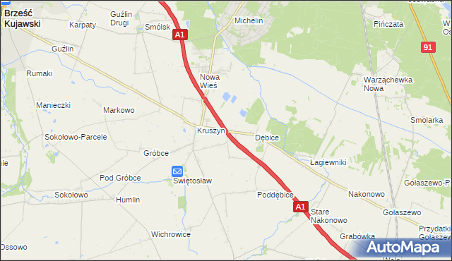 mapa Ludwinowo gmina Włocławek, Ludwinowo gmina Włocławek na mapie Targeo