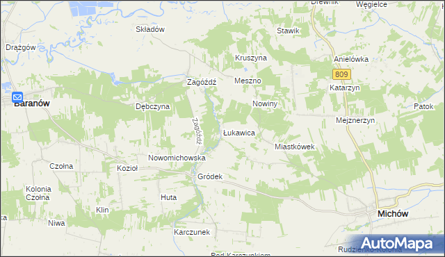 mapa Łukawica gmina Baranów, Łukawica gmina Baranów na mapie Targeo