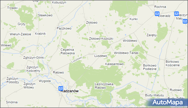 mapa Luszewo gmina Radzanów, Luszewo gmina Radzanów na mapie Targeo