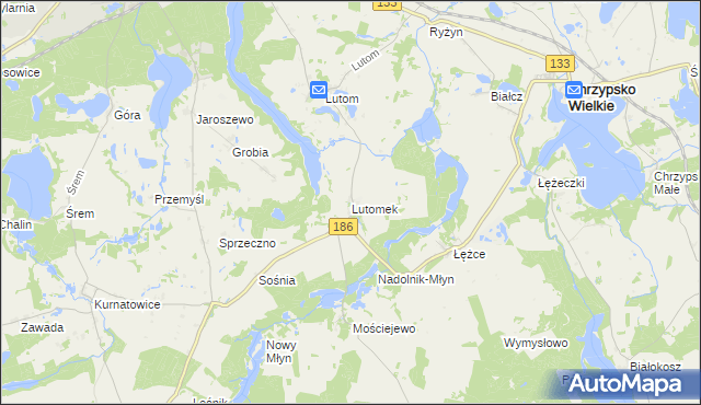 mapa Lutomek, Lutomek na mapie Targeo