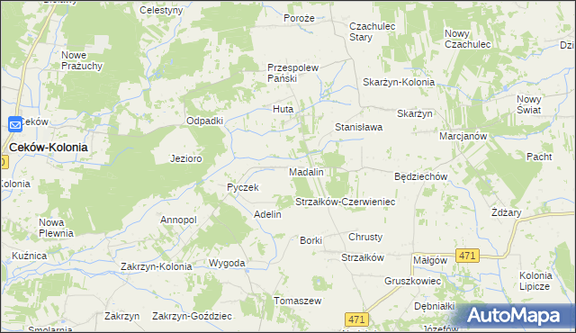 mapa Madalin gmina Lisków, Madalin gmina Lisków na mapie Targeo