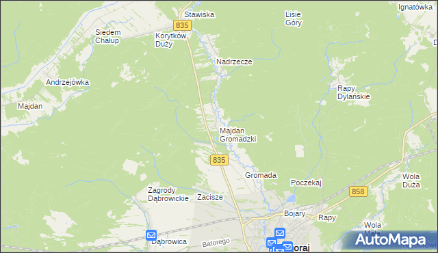 mapa Majdan Gromadzki, Majdan Gromadzki na mapie Targeo