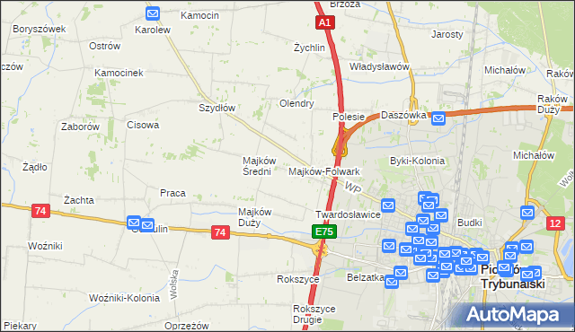 mapa Majków-Folwark, Majków-Folwark na mapie Targeo