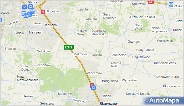 mapa Maków gmina Skaryszew, Maków gmina Skaryszew na mapie Targeo
