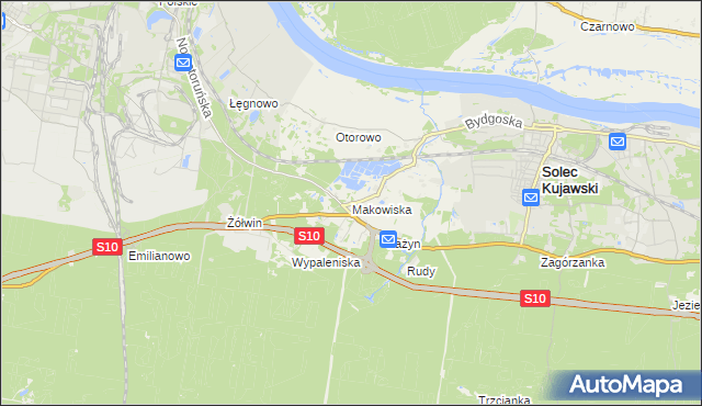 mapa Makowiska gmina Solec Kujawski, Makowiska gmina Solec Kujawski na mapie Targeo