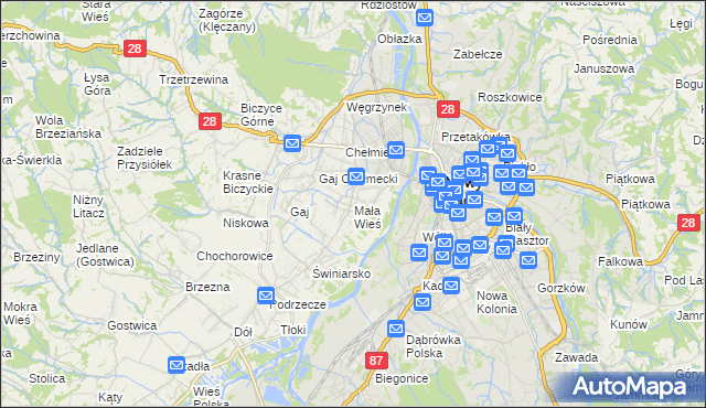 mapa Mała Wieś gmina Chełmiec, Mała Wieś gmina Chełmiec na mapie Targeo