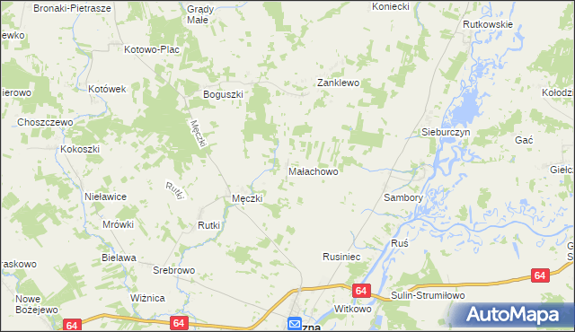 mapa Małachowo gmina Wizna, Małachowo gmina Wizna na mapie Targeo