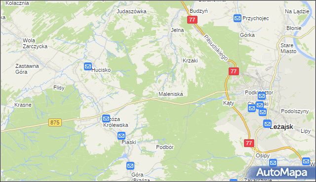 mapa Maleniska gmina Leżajsk, Maleniska gmina Leżajsk na mapie Targeo