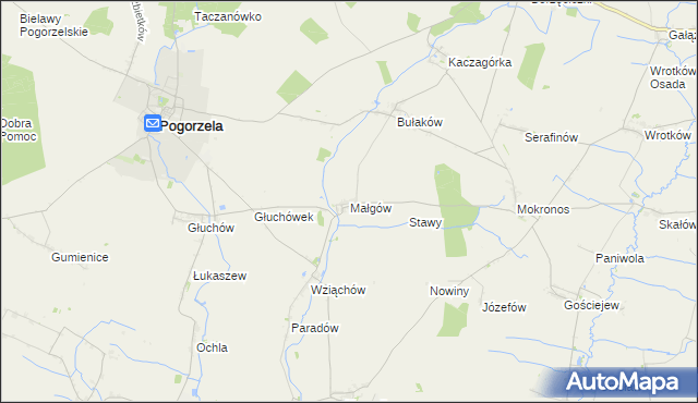 mapa Małgów gmina Pogorzela, Małgów gmina Pogorzela na mapie Targeo