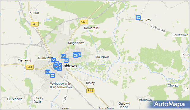 mapa Malinowo gmina Działdowo, Malinowo gmina Działdowo na mapie Targeo