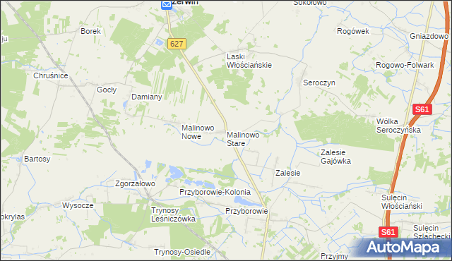 mapa Malinowo Stare, Malinowo Stare na mapie Targeo