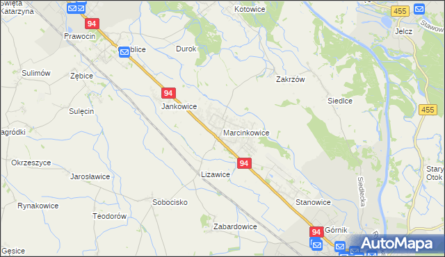 mapa Marcinkowice gmina Oława, Marcinkowice gmina Oława na mapie Targeo