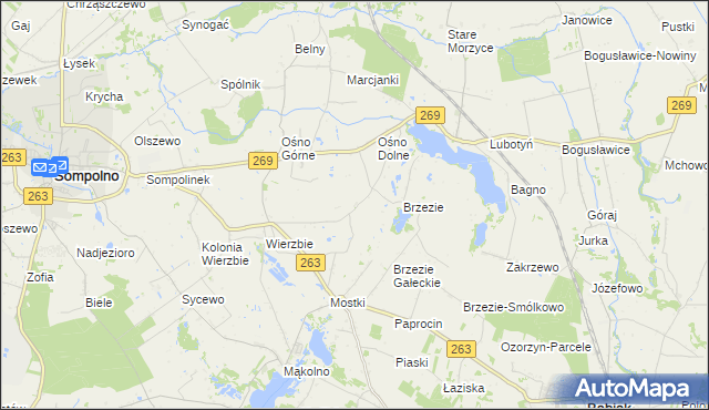 mapa Marcinkowo gmina Sompolno, Marcinkowo gmina Sompolno na mapie Targeo