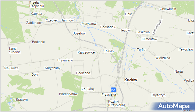 mapa Marcinowice gmina Kozłów, Marcinowice gmina Kozłów na mapie Targeo