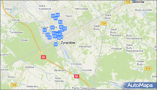 mapa Mariampol gmina Jaktorów, Mariampol gmina Jaktorów na mapie Targeo
