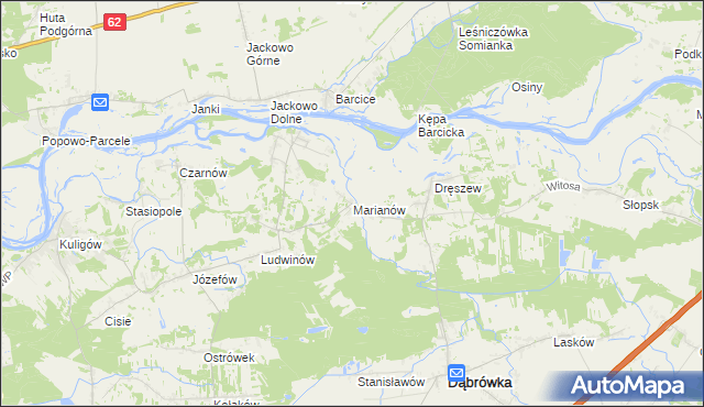mapa Marianów gmina Dąbrówka, Marianów gmina Dąbrówka na mapie Targeo