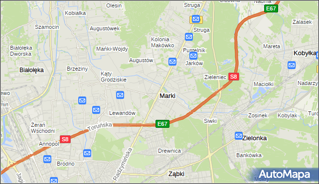mapa Marki powiat wołomiński, Marki powiat wołomiński na mapie Targeo