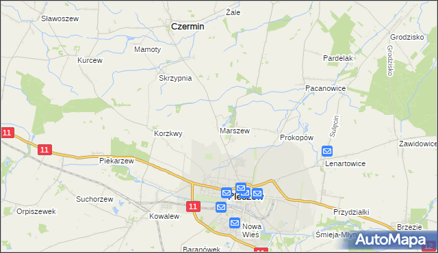 mapa Marszew gmina Pleszew, Marszew gmina Pleszew na mapie Targeo