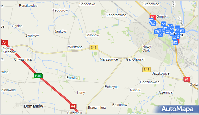 mapa Marszowice gmina Oława, Marszowice gmina Oława na mapie Targeo