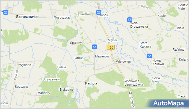 mapa Masanów, Masanów na mapie Targeo