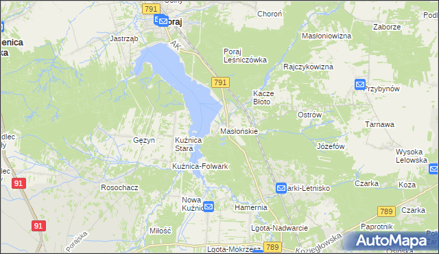 mapa Masłońskie, Masłońskie na mapie Targeo