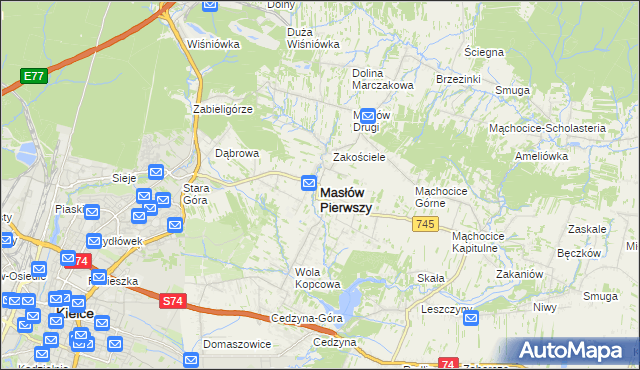 mapa Masłów Pierwszy, Masłów Pierwszy na mapie Targeo