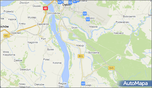 mapa Matygi, Matygi na mapie Targeo