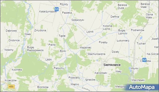 mapa Mazaniec, Mazaniec na mapie Targeo