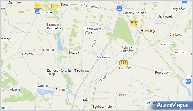 mapa Michałów gmina Rokiciny, Michałów gmina Rokiciny na mapie Targeo