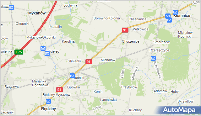 mapa Michałów Rudnicki, Michałów Rudnicki na mapie Targeo