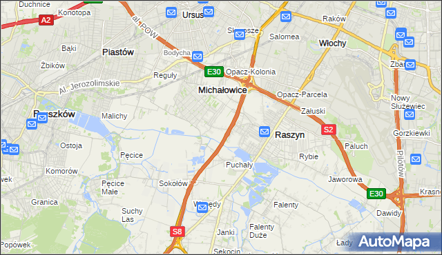 mapa Michałowice-Wieś, Michałowice-Wieś na mapie Targeo