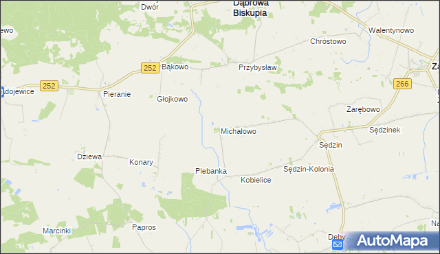 mapa Michałowo gmina Zakrzewo, Michałowo gmina Zakrzewo na mapie Targeo