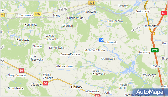 mapa Michrów-Stefów gmina Pniewy, Michrów-Stefów gmina Pniewy na mapie Targeo