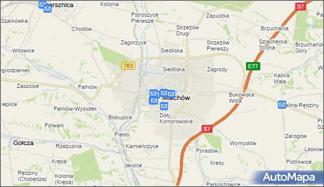 mapa Miechów, Miechów na mapie Targeo