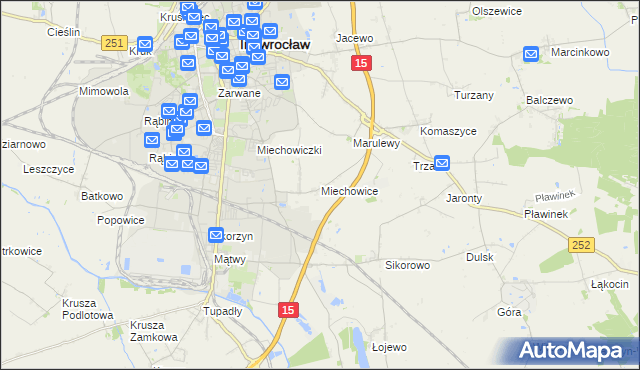mapa Miechowice gmina Inowrocław, Miechowice gmina Inowrocław na mapie Targeo