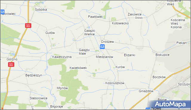 mapa Miedzianów, Miedzianów na mapie Targeo