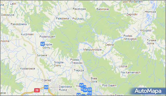 mapa Międzybrodzie, Międzybrodzie na mapie Targeo