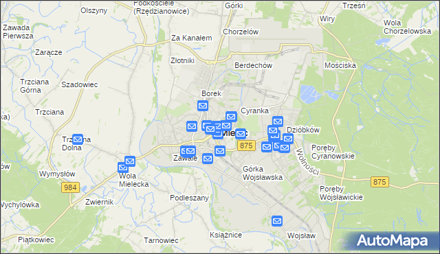 mapa Mielca, Mielec na mapie Targeo