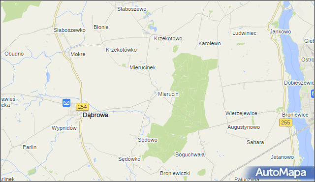 mapa Mierucin gmina Dąbrowa, Mierucin gmina Dąbrowa na mapie Targeo