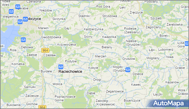 mapa Mierzeń, Mierzeń na mapie Targeo